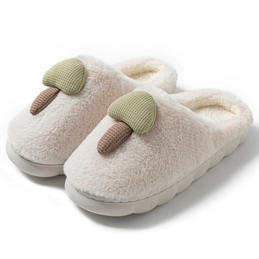 Couple's Cozy Mushroom Plush Slides - Soft & Warm Winter House Slippers